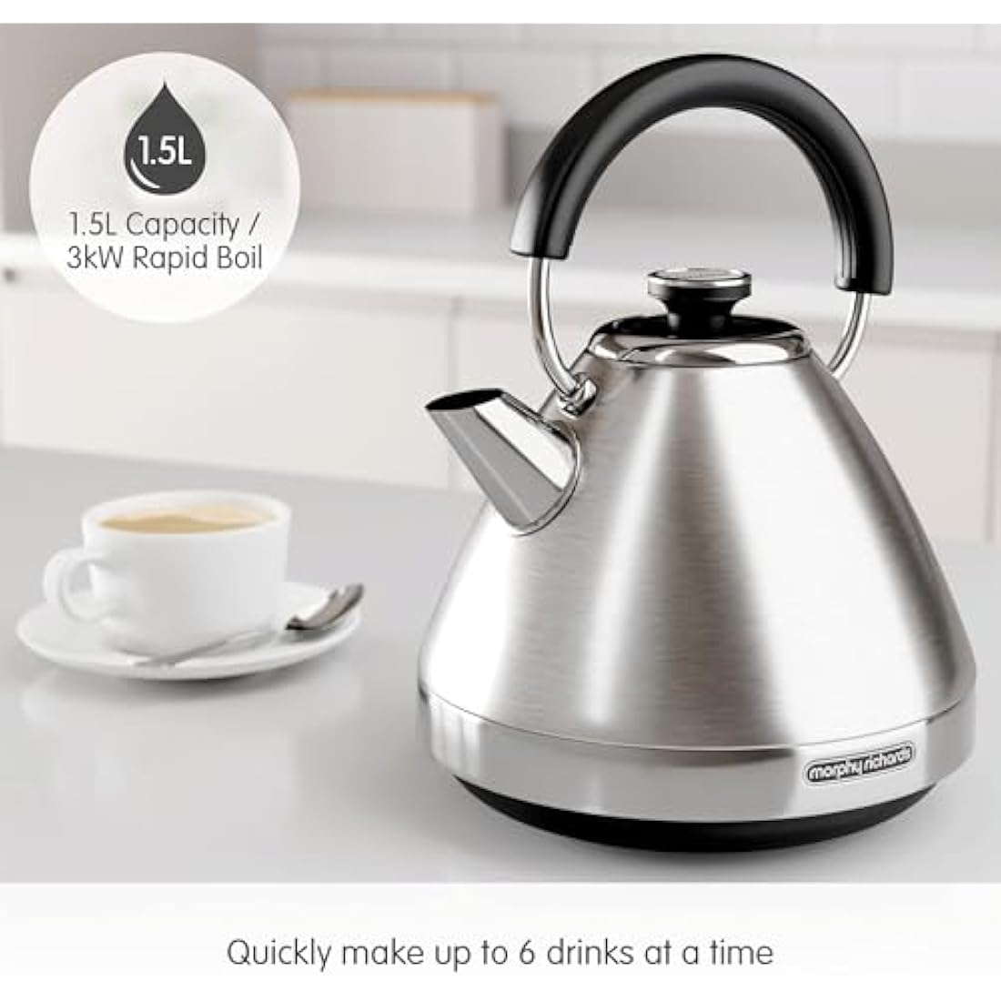 Morphy Richards Venture Pyramid Kettle | 1.5L Rapid Boil Stainless Steel