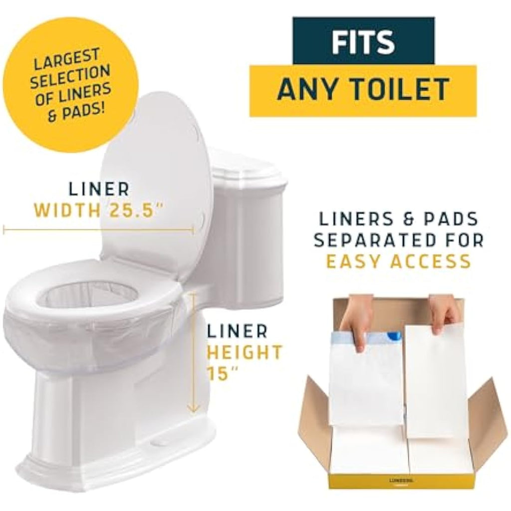 Lunderg Disposable Toilet Liners | 50 Count Lemon Scented Waste Bags