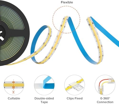 BTF-LIGHTING FCOB CCT LED Strip | 2x5M Tunable 3000K-6000K 24V 640LEDs/m