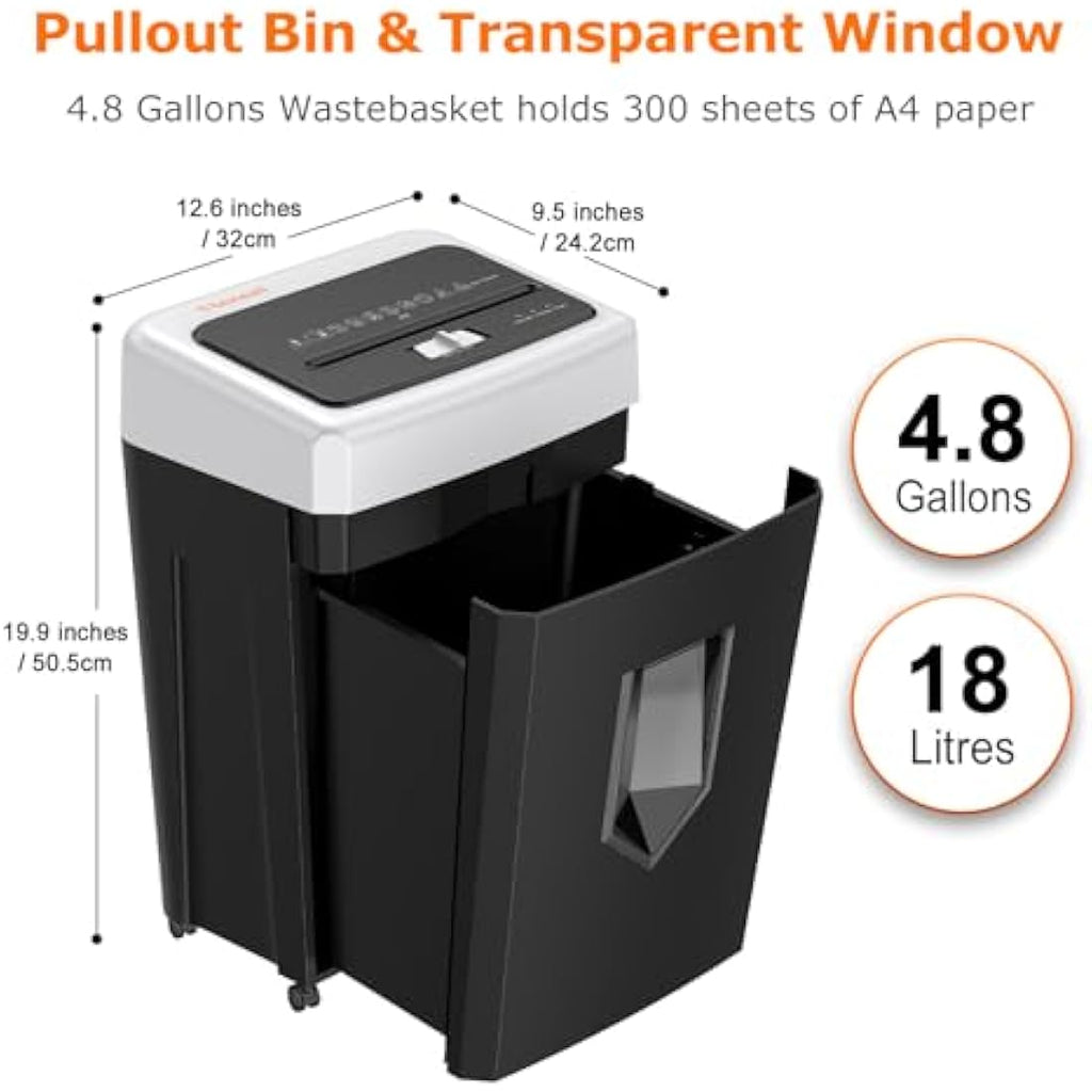 Bonsaii 15-Sheet Cross Cut Paper Shredder | 30-Min Heavy Duty Office Shredder