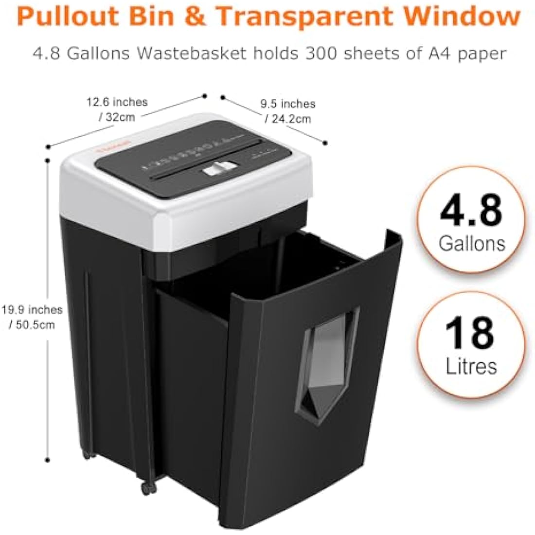 Bonsaii 15-Sheet Cross Cut Paper Shredder | 30-Min Heavy Duty Office Shredder