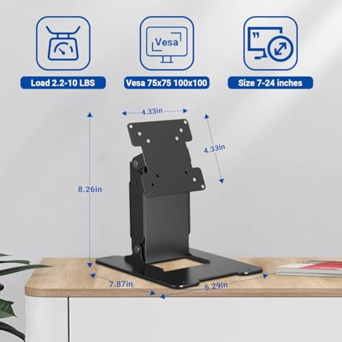 Wearson VESA Monitor Stand – Metal Folding Desk Mount for 7-17 Inch PC