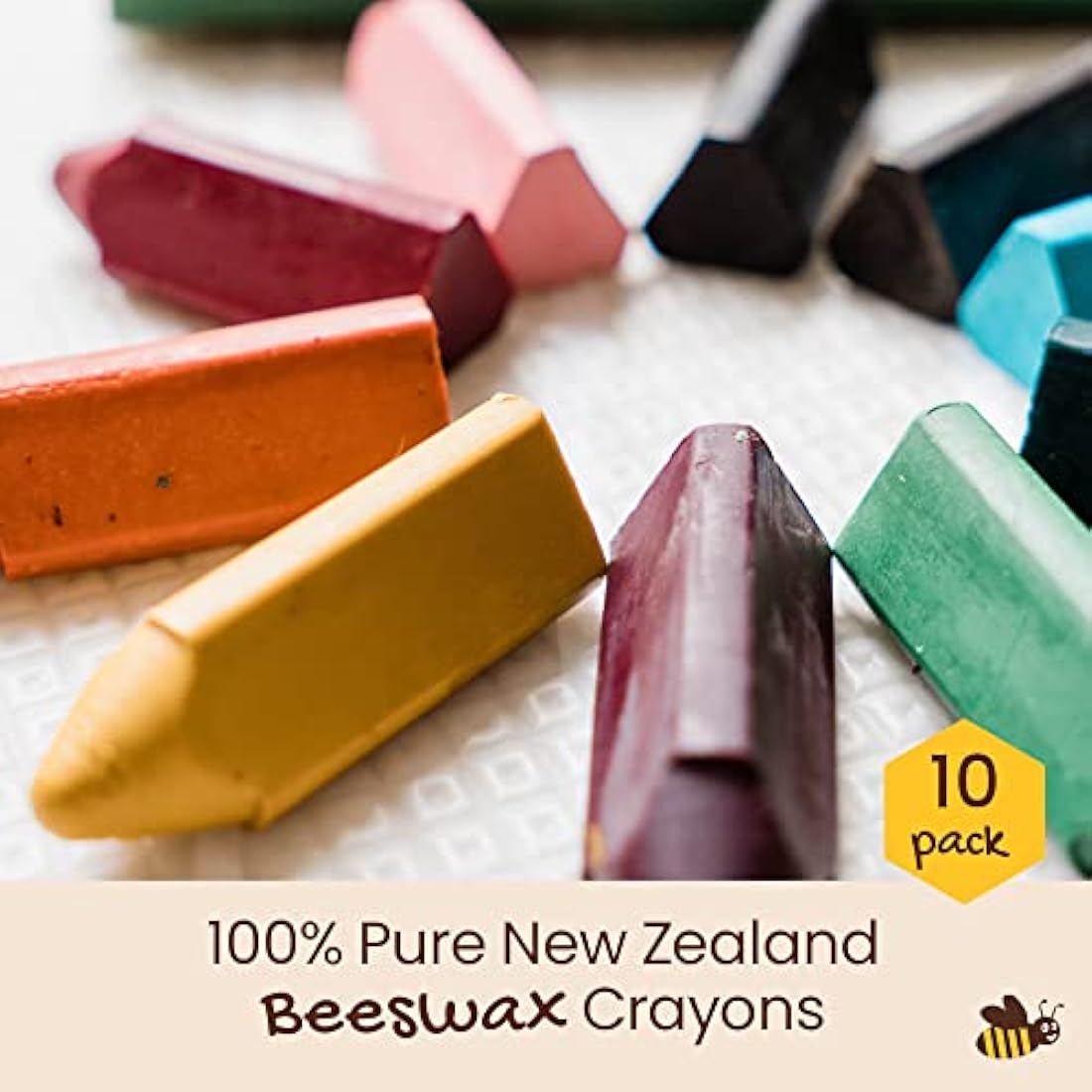 Honeysticks Triangular Beeswax Crayons – Non-Toxic Toddler Art (10 Pack)