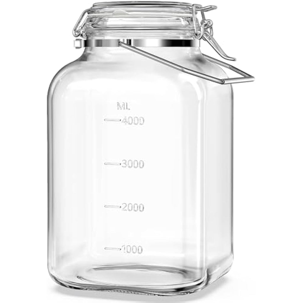 Absovetu 5.7L Airtight Glass Storage Jar | Wide Mouth Mason Jar with Handle