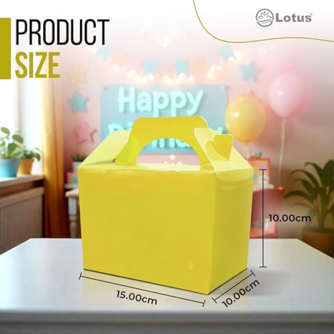 Lotus Yellow Children's Party Food Boxes - Recyclable Meal Box (50 Pack)
