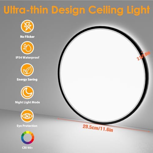 Yexati 24W Dimmable LED Bathroom Ceiling Light with Remote, IP54 - 4 Pack