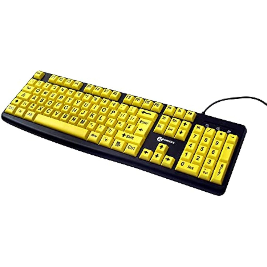 Geemarc High Contrast Large Print Keyboard – Yellow Keys for Low Vision