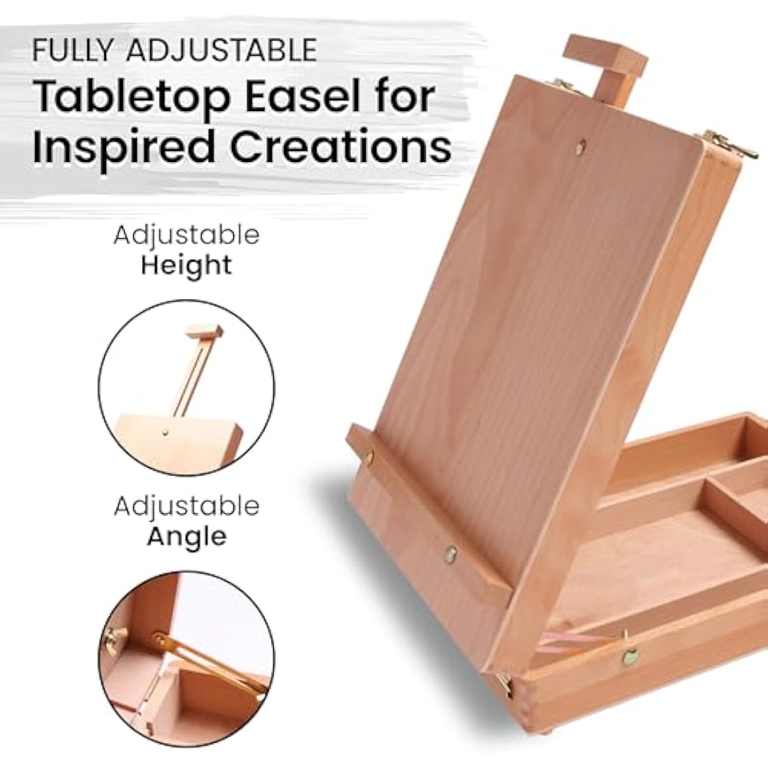 Artistik Wooden Table Box Easel – Portable Beechwood Sketching Box