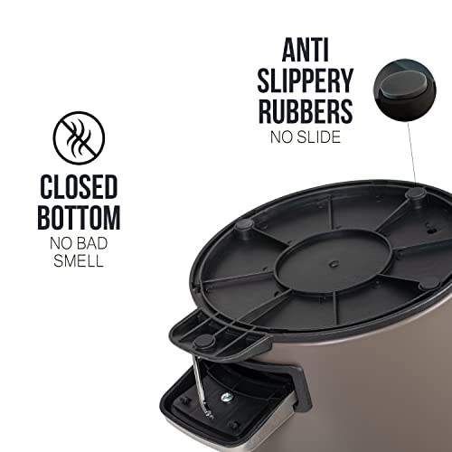 Kazai 3L Bathroom Bin | Soft Close Pedal Bin with Bamboo Lid – Taupe