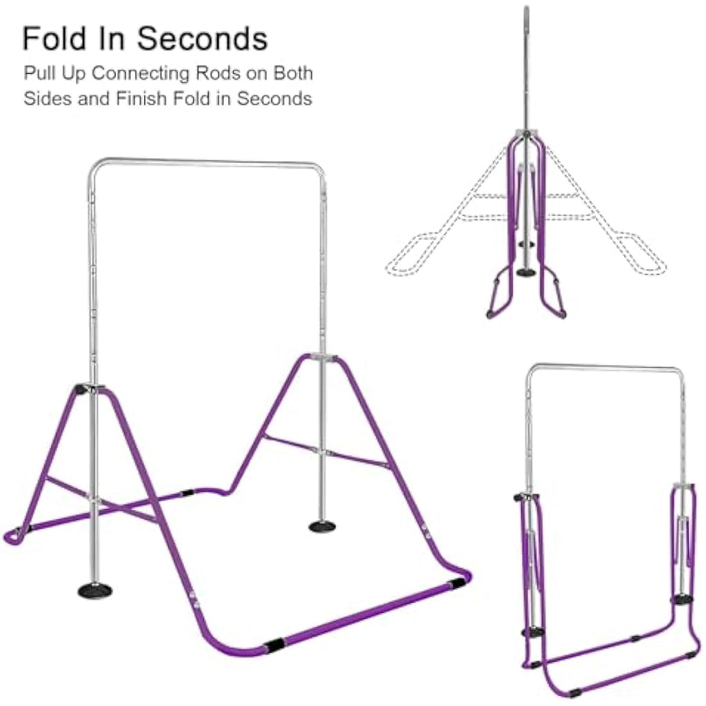 FBSPORT Kids Gymnastics Bar – Adjustable Folding Junior Training Bar