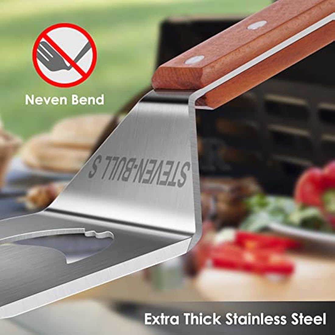 7-in-1 BBQ Spatula – 17 Inch Heavy Duty Grill Tool with Scraper