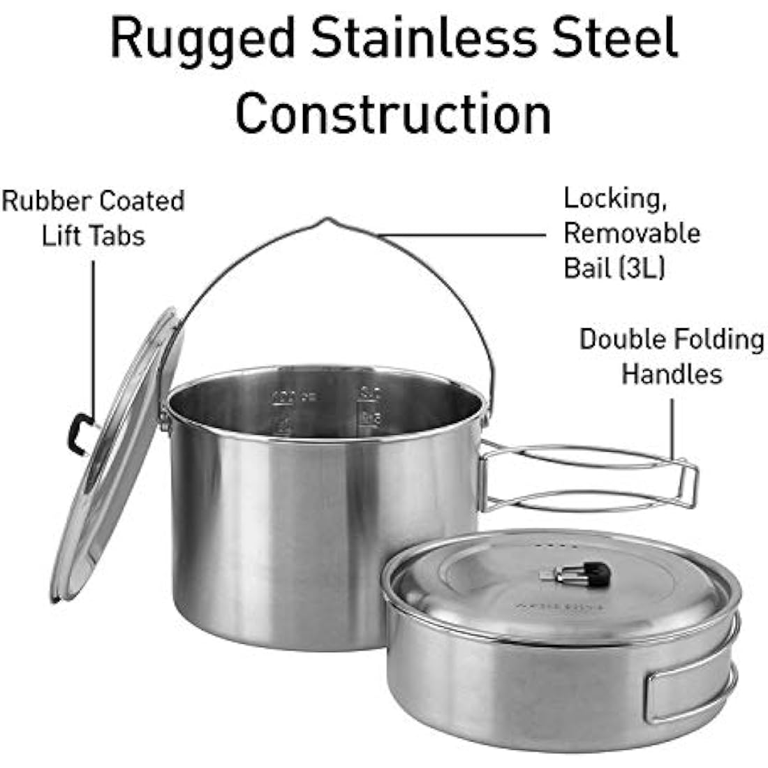 Solo Stove 2 & 3 Pot Set | Stainless Steel Backpacking Camping Cookware