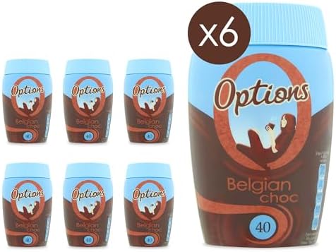 Options Belgian Chocolate Low Calorie Instant Hot Drink - 395g (6 Pack)