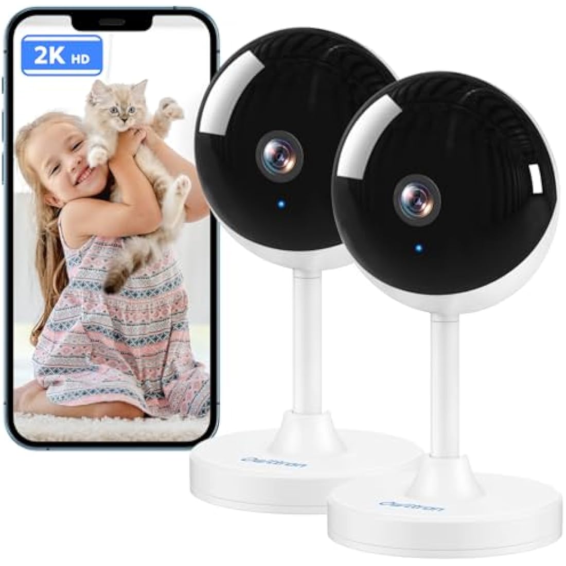 Owltron 2K Indoor Security Camera 2-Pack | Night Vision & Motion Detection