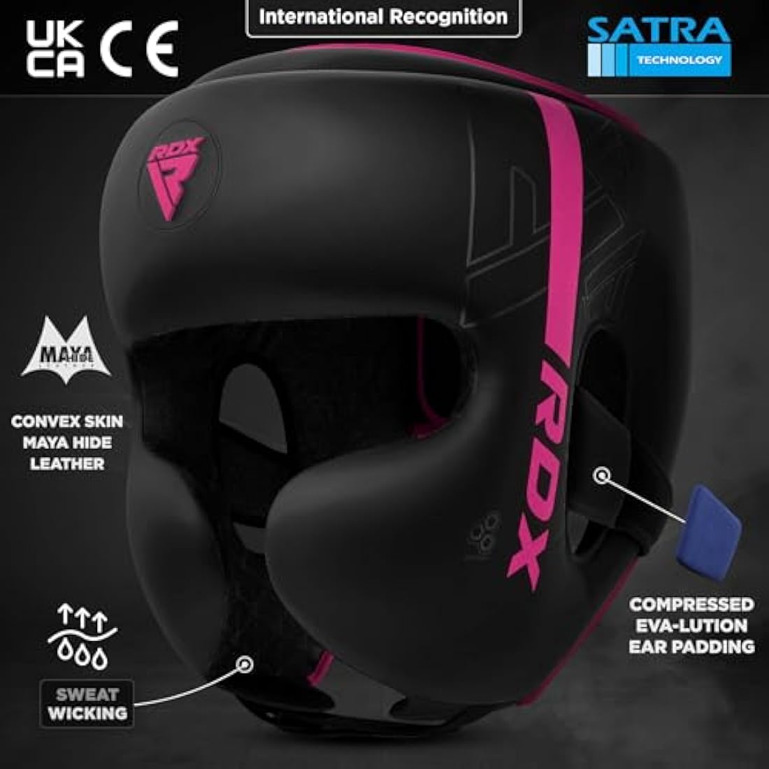 RDX KARA Boxing Headgear – ConvEX Leather Padded MMA Sparring Head Guard