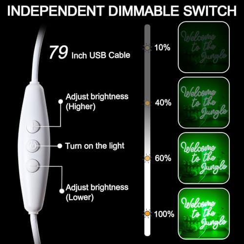 Welcome to The Jungle Neon Sign – Green LED Wall Decor Light