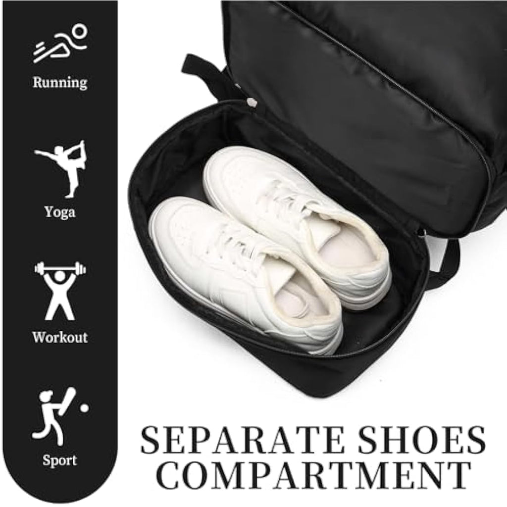 Seyfocnia Waterproof Gym Backpack with Shoe Compartment – Black