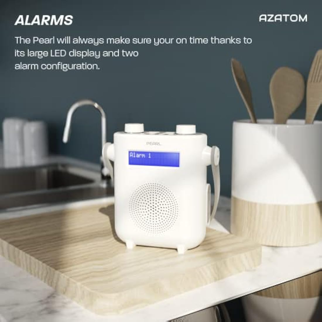 Azatom Pearl DAB/DAB+ Shower Radio | IPX5 Waterproof Bluetooth - White