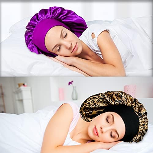 Jolof Store Satin Bonnet for Curly Hair – 4 Pack Extra Large Sleep Caps