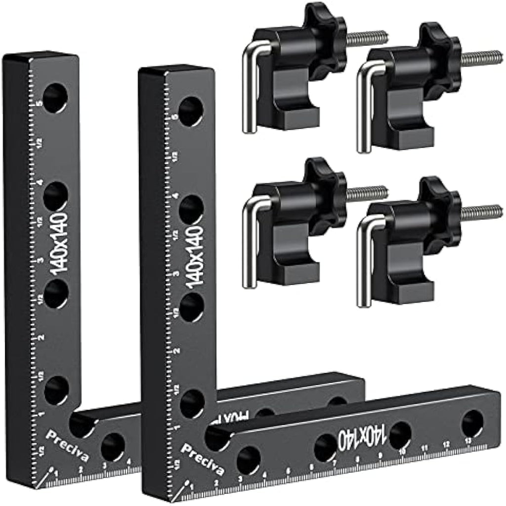 Preciva 90 Degree Right Angle Positioning Square Clamp - 5.5" Aluminum 2-Pack