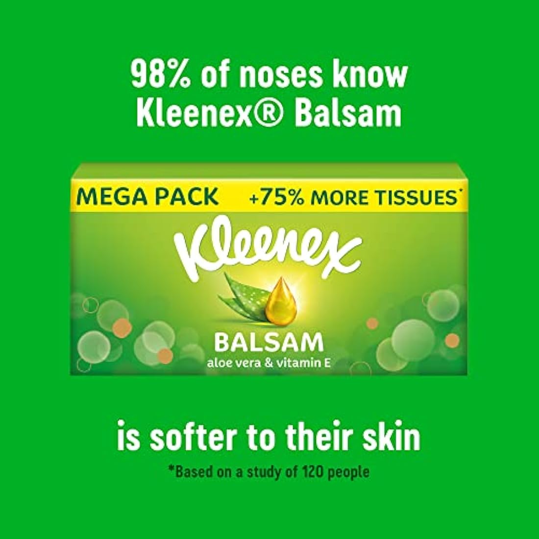 Kleenex Balsam Facial Tissues | Soothing Aloe Vera & Vitamin E | 12 Boxes