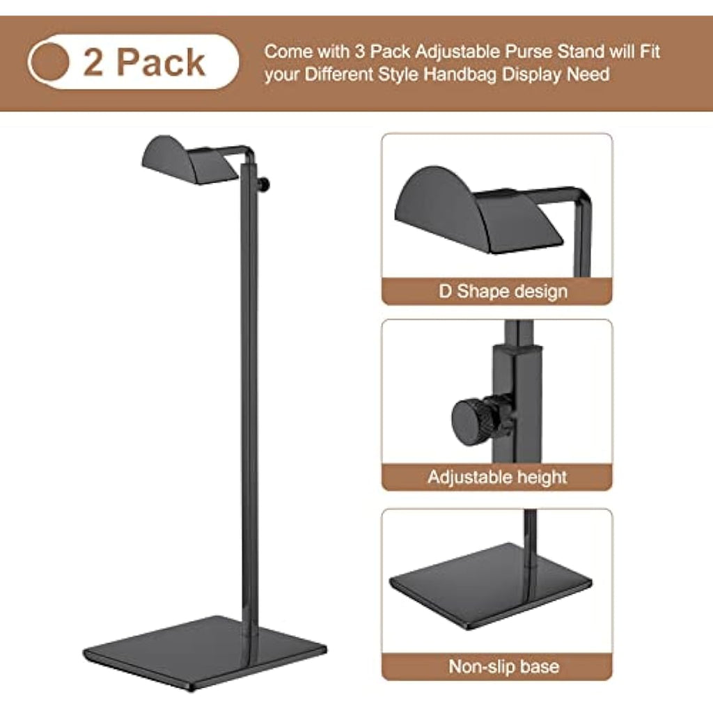 Jolof Store Metal Purse Display Stand | Adjustable Height Handbag Rack 2pk