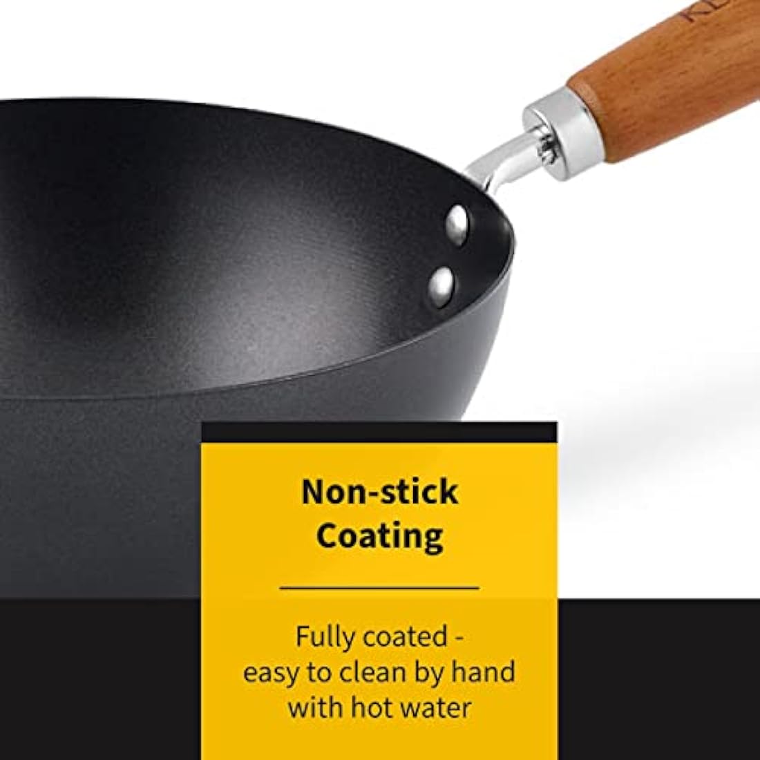 Ken Hom Classic Carbon Steel Wok – 31cm Non-Stick Flat Base Pan