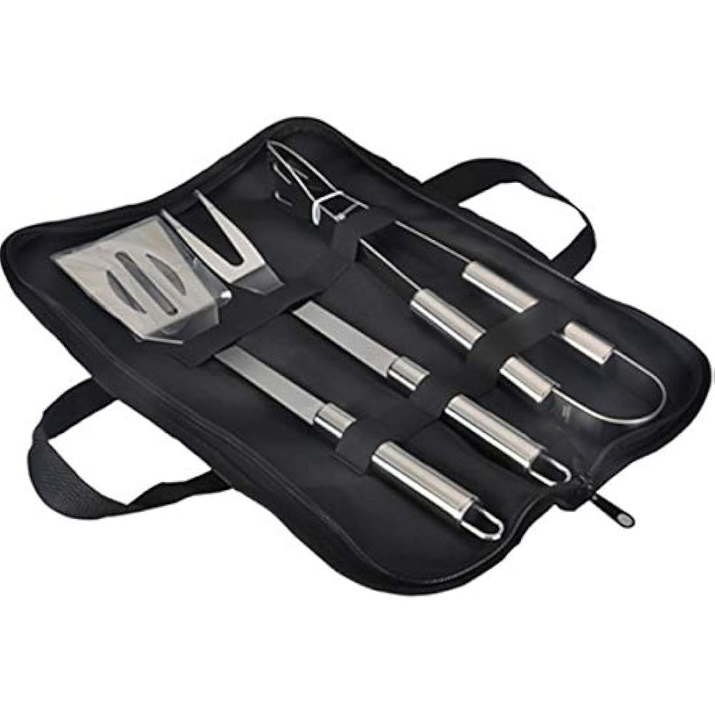 3-Piece Stainless Steel BBQ Grill Tool Set with Carry Bag