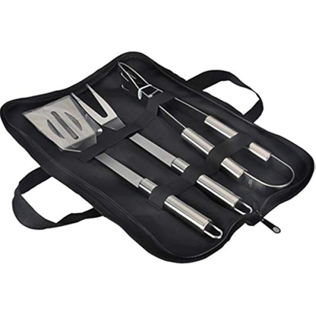 3-Piece Stainless Steel BBQ Grill Tool Set with Carry Bag