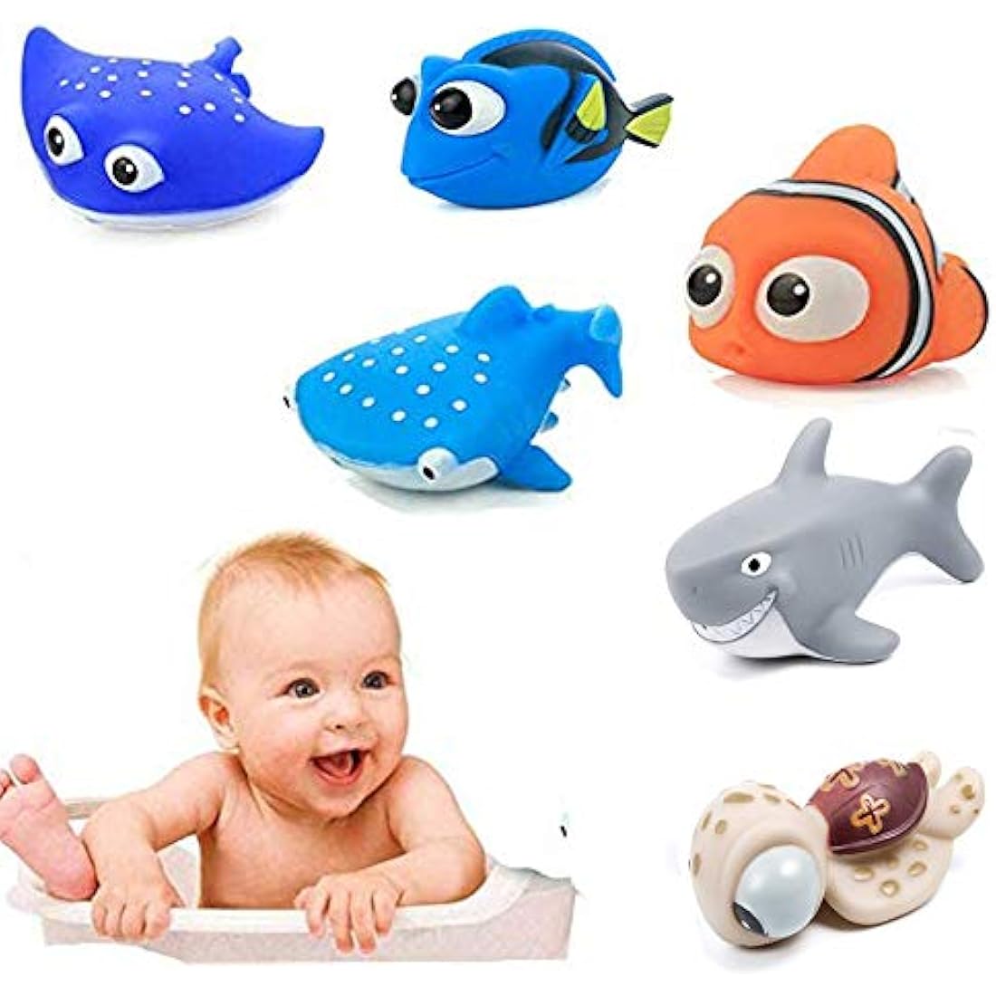 Disney Finding Dory & Nemo Bath Squirter Toys – 6-Piece BPA-Free Set
