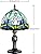 MIAOKE Stained Glass Table Lamp – Vintage Blue Tulip Bedside Light