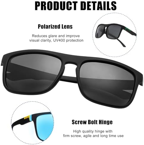 Jolof Store Polarised Retro Sunglasses for Men – UV400 Sports 2-Pack