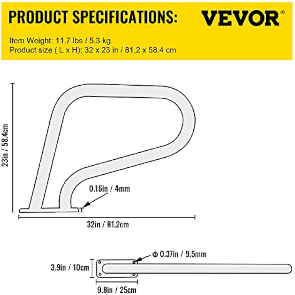 VEVOR Pool Handrail – 304 Stainless Steel Rail with Blue Grip Cover