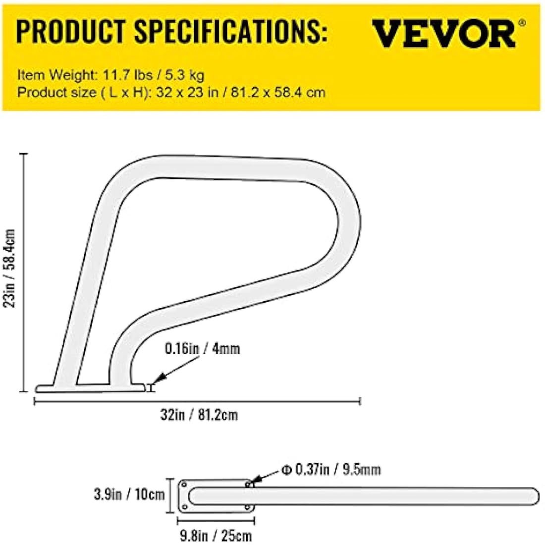 VEVOR Pool Handrail – 304 Stainless Steel Rail with Blue Grip Cover