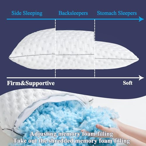 BedStory Shredded Memory Foam Cooling Pillows for Neck Pain, 2 Pack