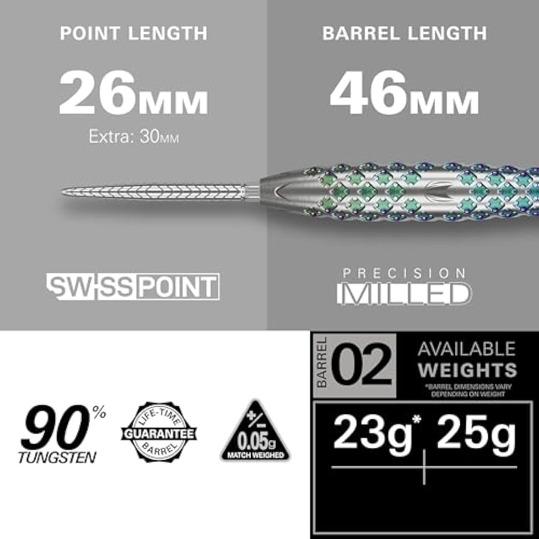 Target Darts Rove 90% Tungsten Steel Tip Swiss Point Darts Set