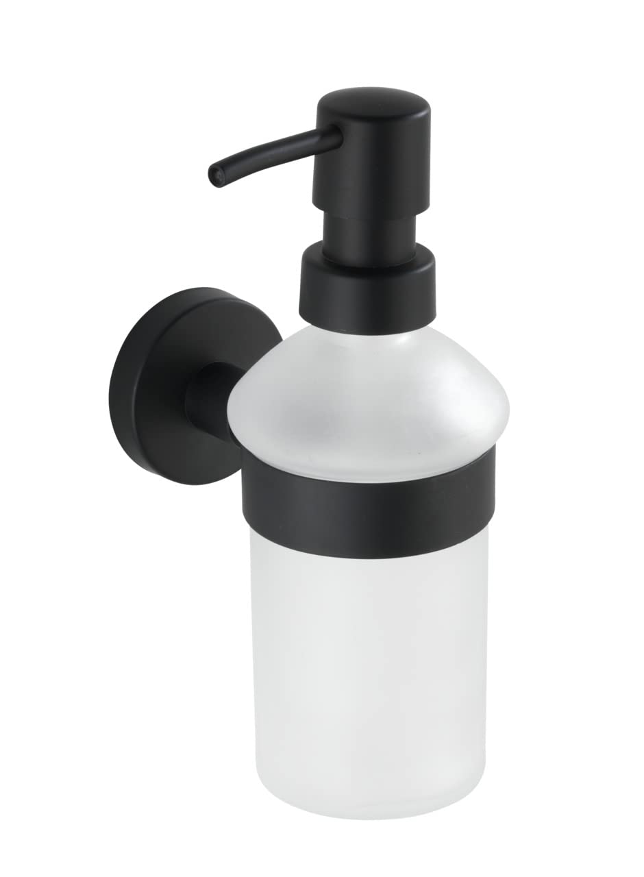 WENKO Bosio Liquid Soap Dispenser – Matt Stainless Steel, Black Loft