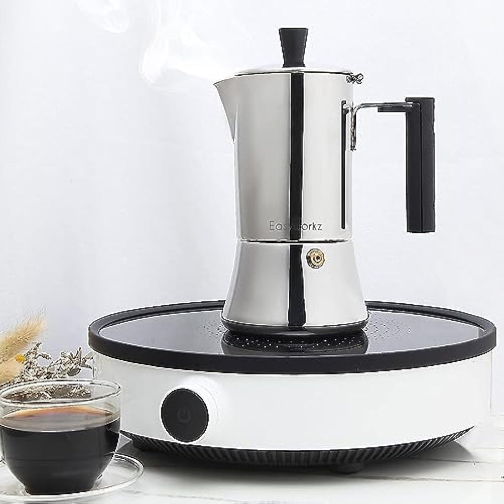 Easyworkz 6-Cup Stainless Steel Stovetop Espresso Maker | Induction Moka Pot