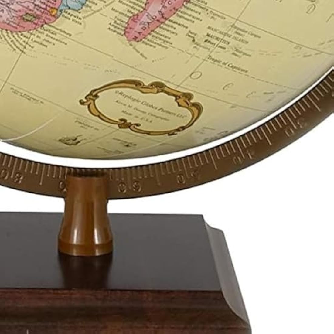 30cm Antique World Globe | Vintage Map with Wooden Base