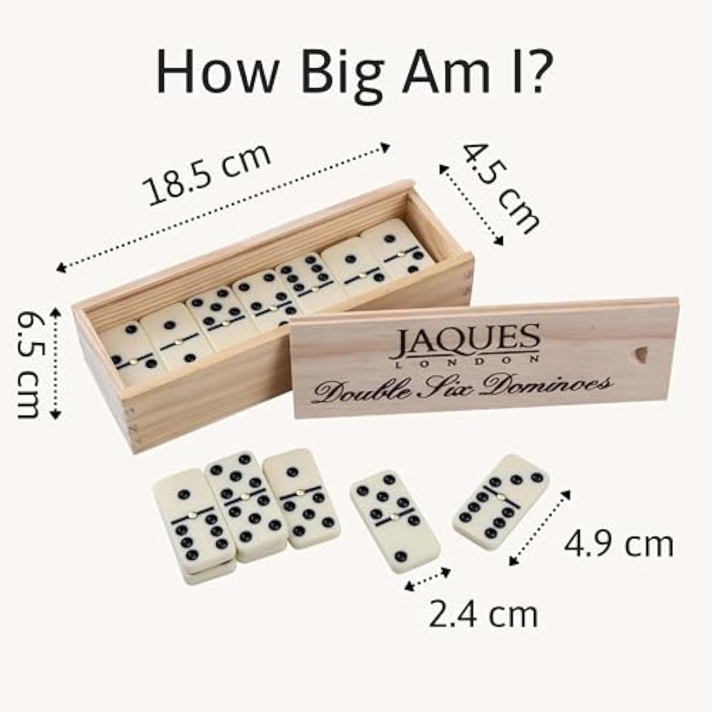 Jaques of London Double 6 Dominoes Set | Luxury Wooden Game Box