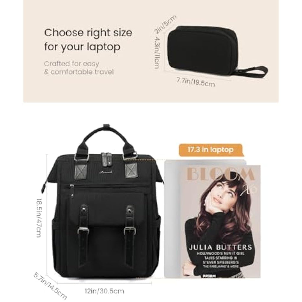 LOVEVOOK 17-Inch Laptop Backpack for Women | Water-Resistant USB Work Bag