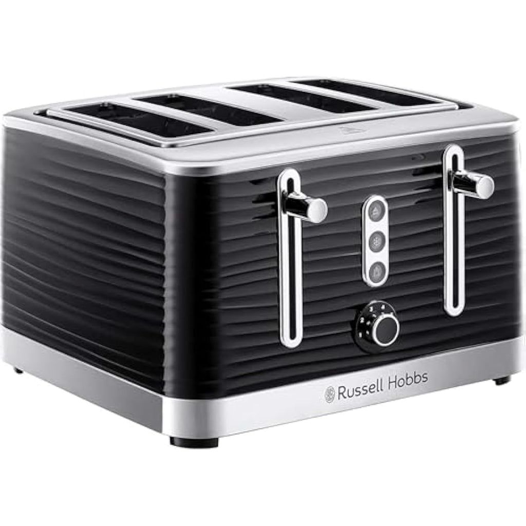 Russell Hobbs Inspire 4-Slice Toaster | High Gloss Black & Chrome