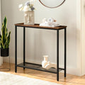 HOOBRO Slim Console Table – Industrial Narrow Sofa Table, Rustic Brown