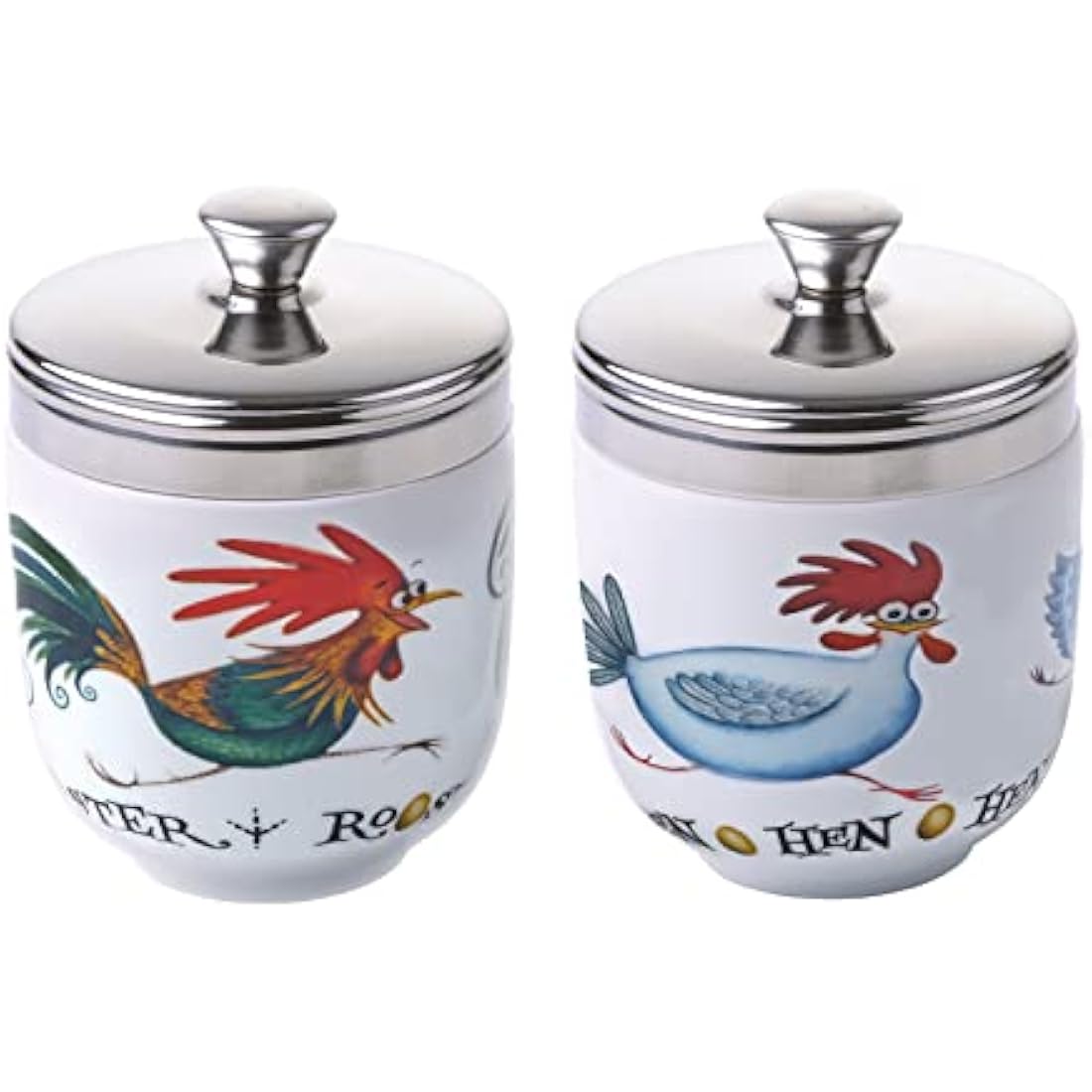 BIA International Porcelain Egg Coddlers - Chasing Chickens Set of 2