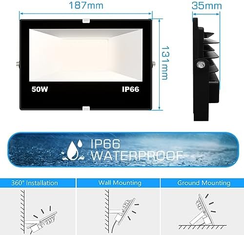 Mobri Smart LED Floodlight – 50W RGB & Warm White IP66 Waterproof, 2 Pack