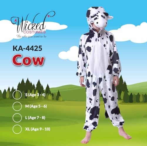Wicked Costumes Kids Cow Animal Fancy Dress - Farm Costume, Medium 5-6Y