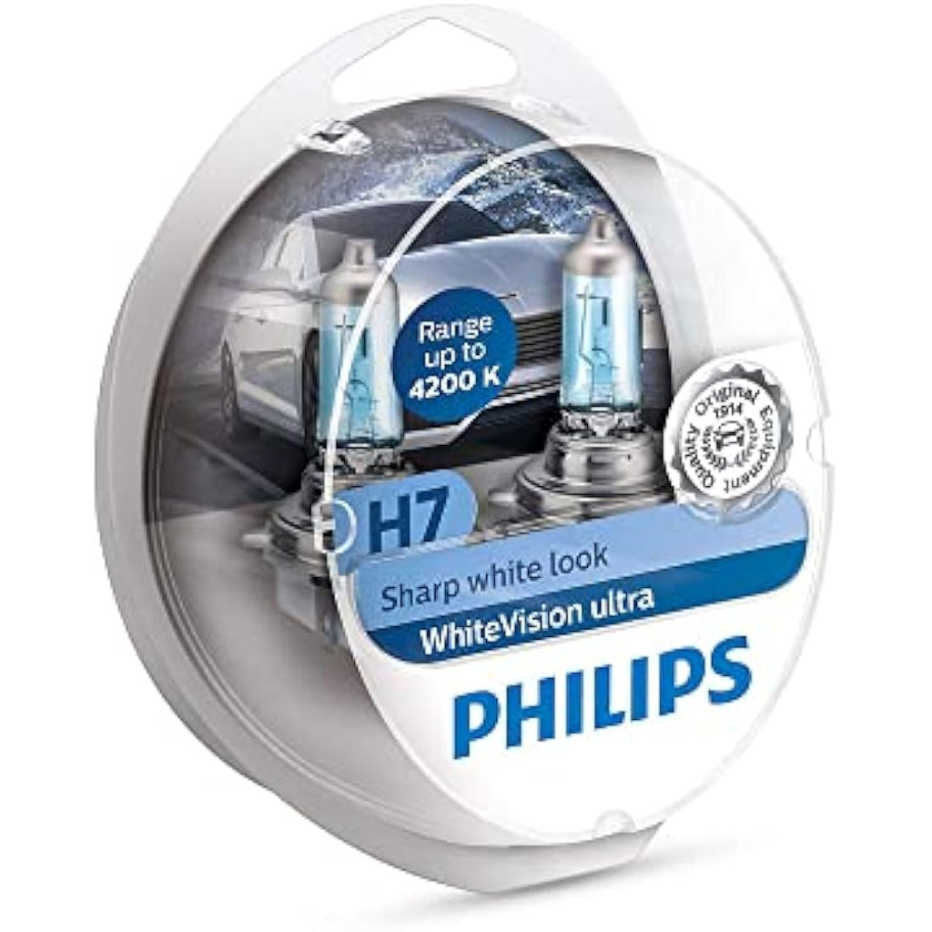 Philips WhiteVision Ultra H7 Car Headlight Bulb, 4200K Xenon Effect, 2pk