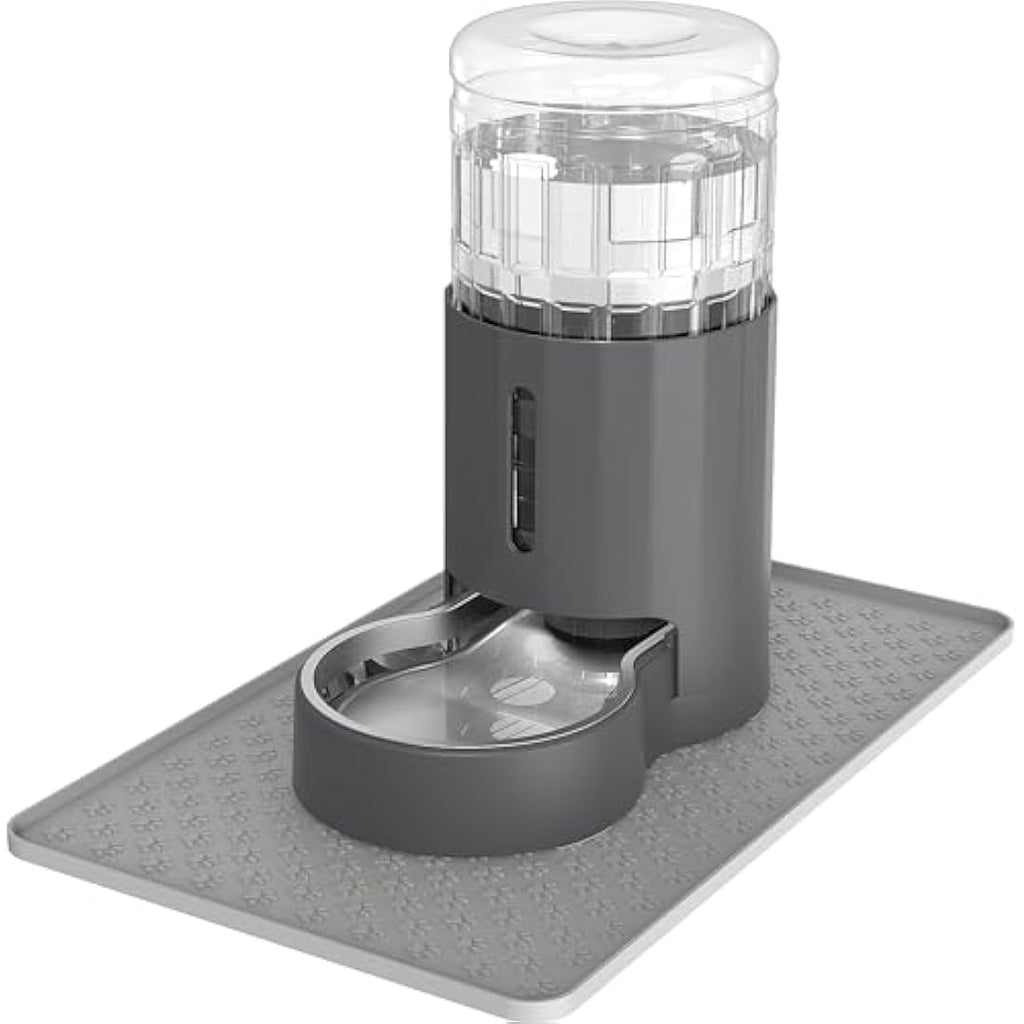 JUNSPOW 4L Gravity Cat Water Dispenser with Stainless Steel Bowl