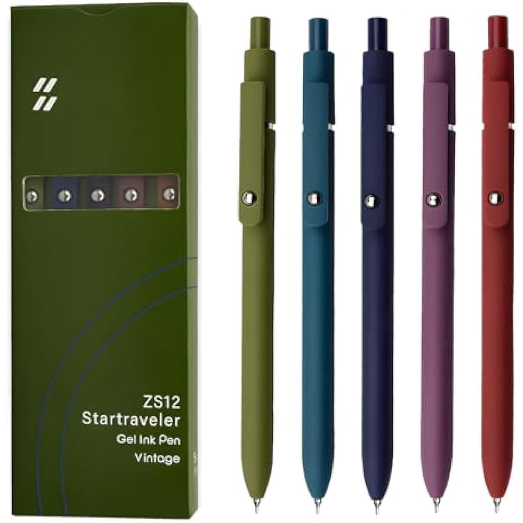 UIXJODO Gel Pens | 5 Pcs 0.5mm Fine Point Retractable Black Ink Pens