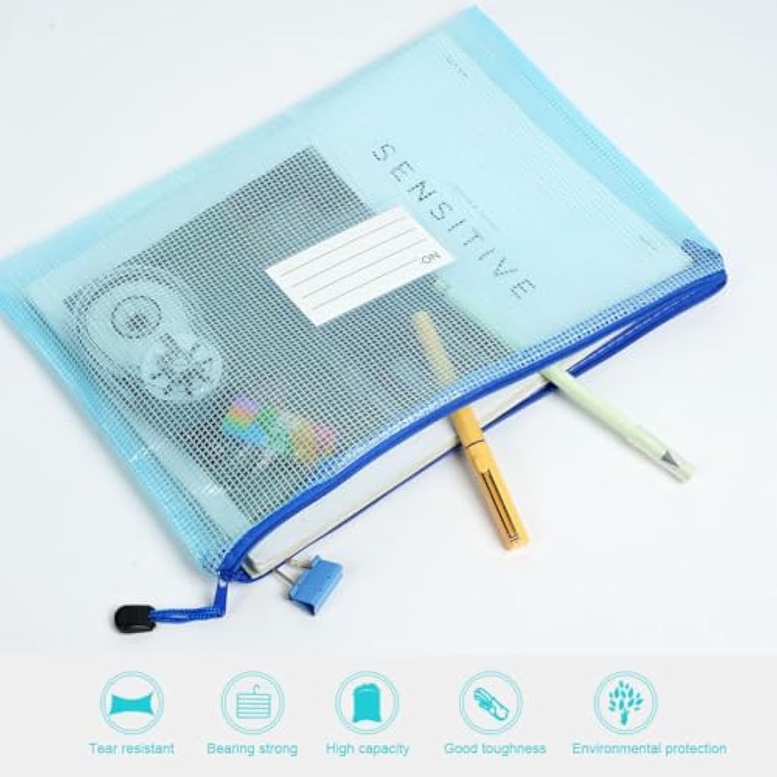 Vicloon 15Pcs Mesh Document Wallets | A3 A4 A5 Waterproof Zip Folders